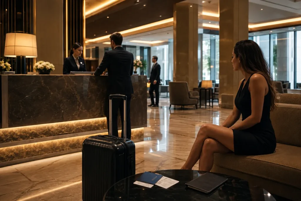Verified traveler at luxury hotel concierge