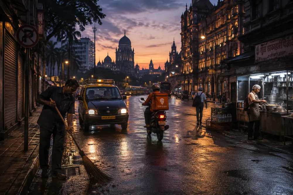 Mumbai night-shift workers at dawn